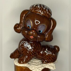 Vintage Redware Poodle figurine MCM